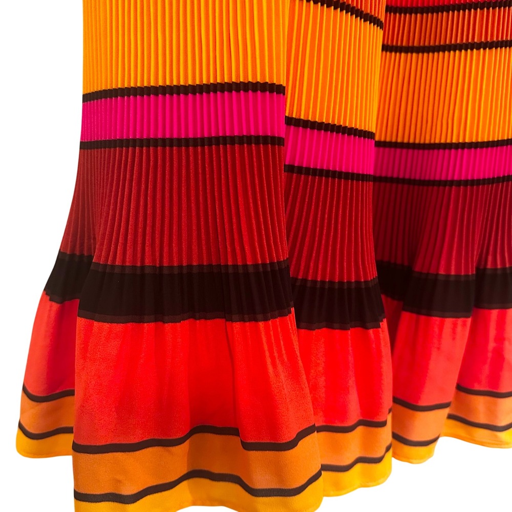 J. Crew Straight Pleat Skirt Multistripe Women's 2‎ Orange Career Preppy Classic - Picture 7 of 11